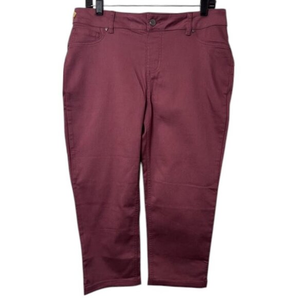 Up! cropped skinny pants maroon women’s size 14 NWT - Picture 1 of 7